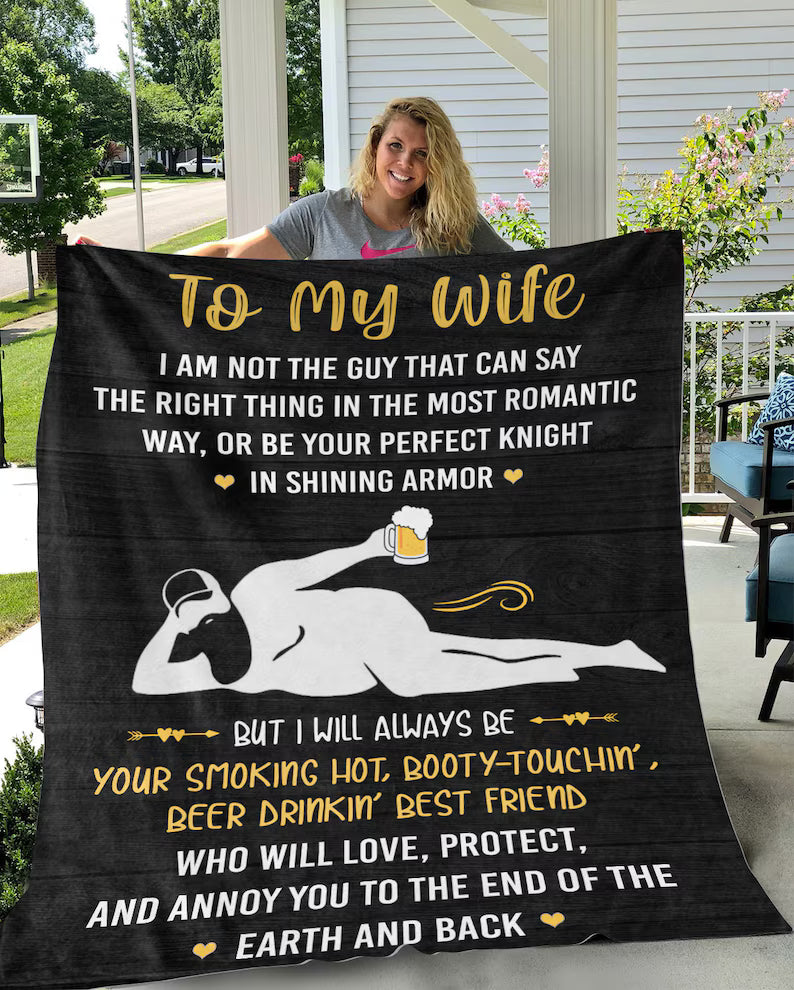 TO MY WIFE - GIFT FOR WIFE - Blanket From Husband- Birthday, Holiday Gift, Funny Cozy Gift -NIKI ( SKU2605-201 )