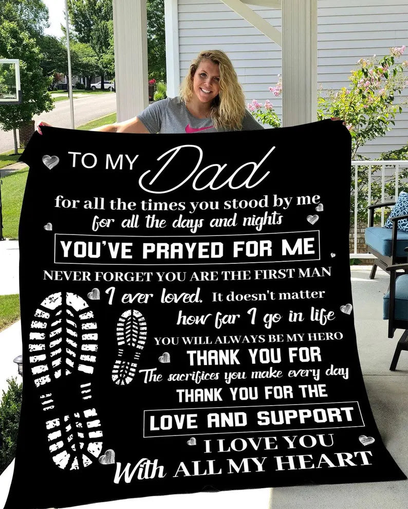 TO MY DAD - GIFT FROM SON - BLANKET - Gift from Son or Daughter Thank You for the Best Time Happy Father's Day Throw