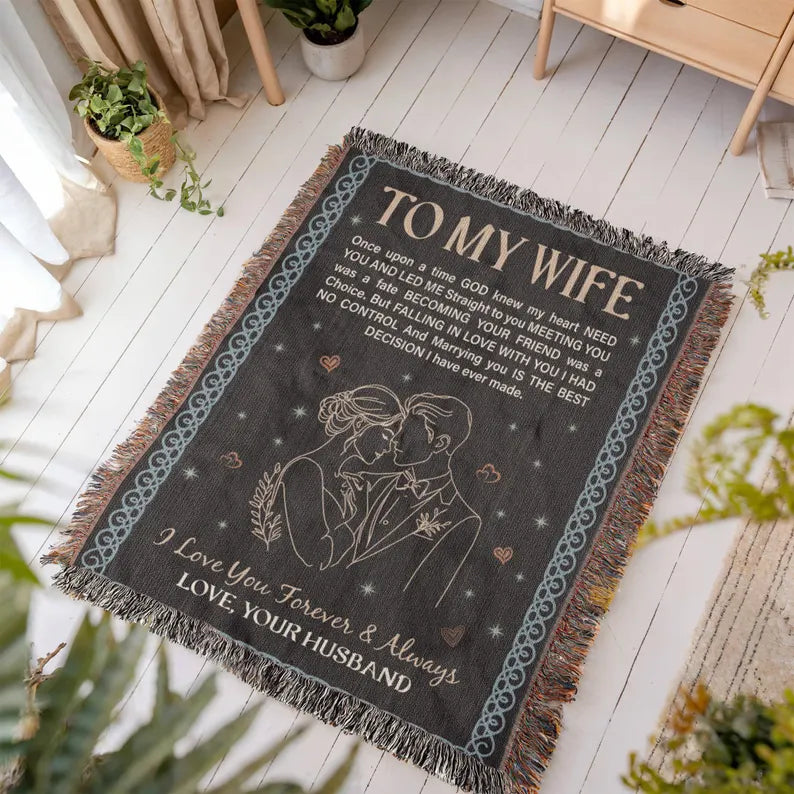 TO MY WIFE - GIFT FOR WIFE - Blanket From Husband - Romantic Poem Blanket Gift for Wife