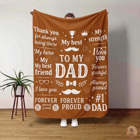 TO MY DAD - GIFT FROM SON - BLANKET - Gift from Son or Daughter Happy Father's Day Throw
