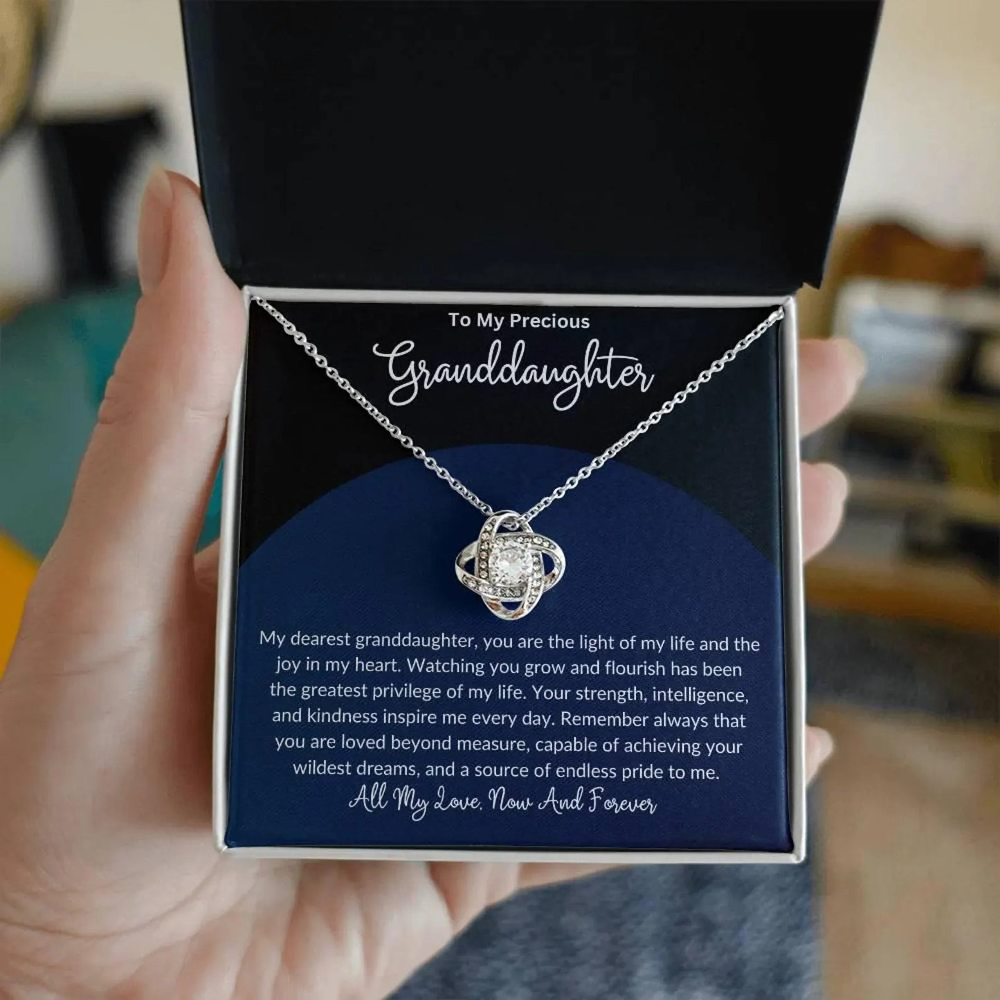 TO MY GRAND DAUGHTER FROM DAD - Premium Love Knot Necklace