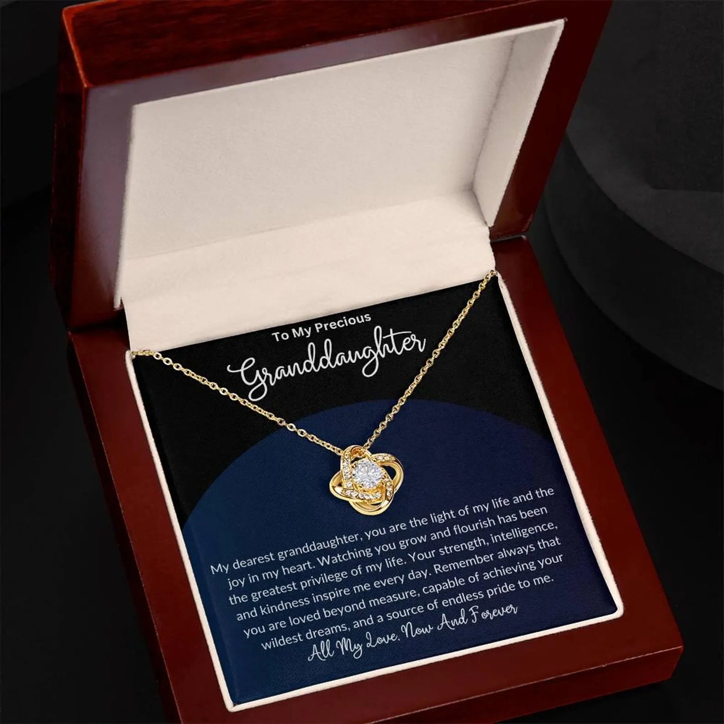 TO MY GRAND DAUGHTER FROM DAD - Premium Love Knot Necklace