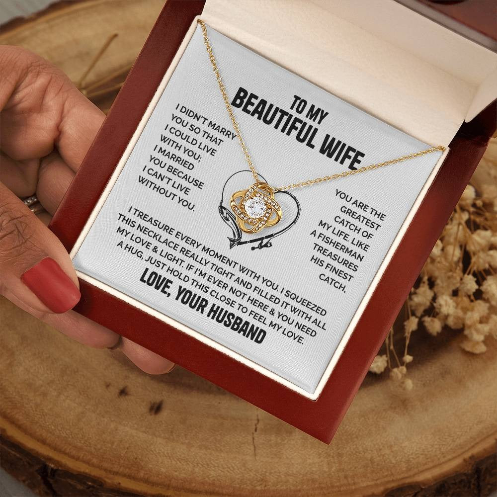 TO MY WIFE FROM HUSBAND - Premium Love Knot Necklace