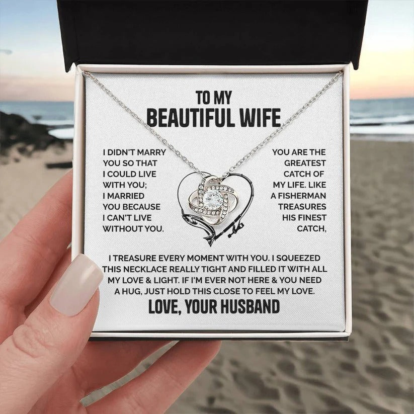 TO MY WIFE FROM HUSBAND - Premium Love Knot Necklace