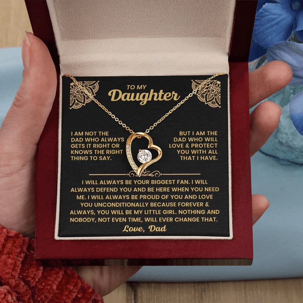 TO MY DAUGHTER "I Will Love and Protect You" - GIFT FROM DAD - Forever Love Necklace