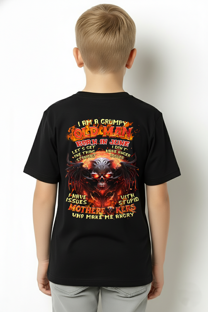 June Men Shirt – I Am A Grumpy Old Man Born In June – Funny Angry Skull Graphic T-Shirt – Dark Humor Gift For Men (SKU26T-01189-06)