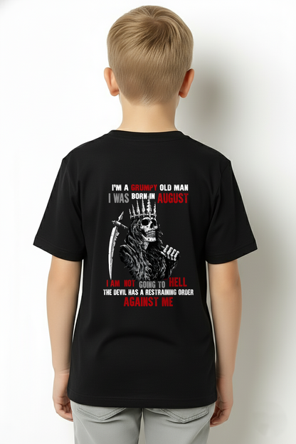 "AUGUST GRUMPY OLD MAN" - Funny Skull Birthday T-Shirt For Men (SKU26T-01139-08)