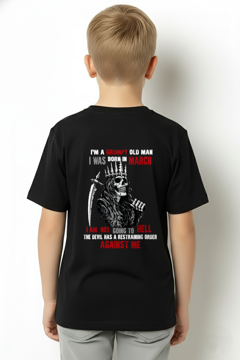 "MARCH GRUMPY OLD MAN" - Funny Skull Birthday T-Shirt For Men (SKU26T-01139-03)