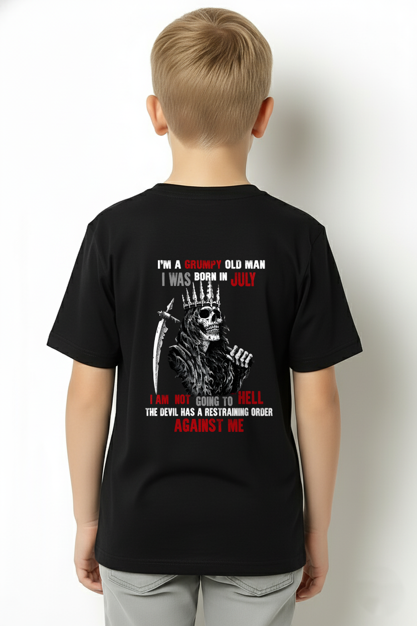 "JULY GRUMPY OLD MAN" - Funny Skull Birthday T-Shirt For Men (SKU26T-01139-07)