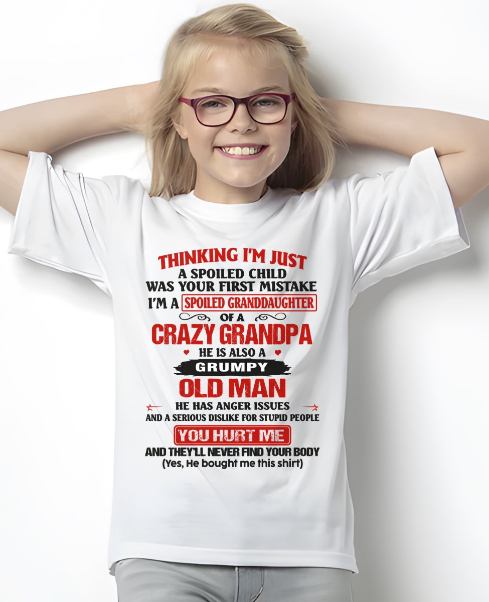 Spoiled Granddaughter of a Crazy Grandpa Shirt – Birthday Gift from Grandpa / Man - KATE00 (SKU12-200-00)