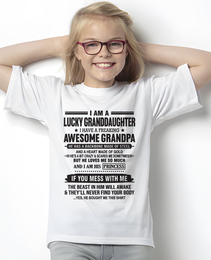 I Am A Lucky Granddaughter T-Shirt – Birthday Gift From Grandpa / Man - KATE00 (SKU11-122-00)