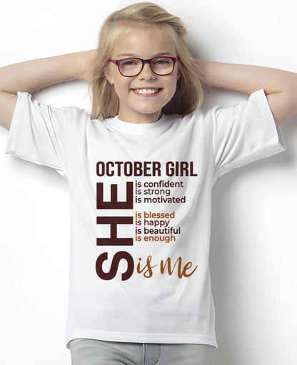 T-SHIRT - OCTOBER GIRL - FOR WOMEN - SHE IS ME -NIKI10 (SKU2605-04-10)