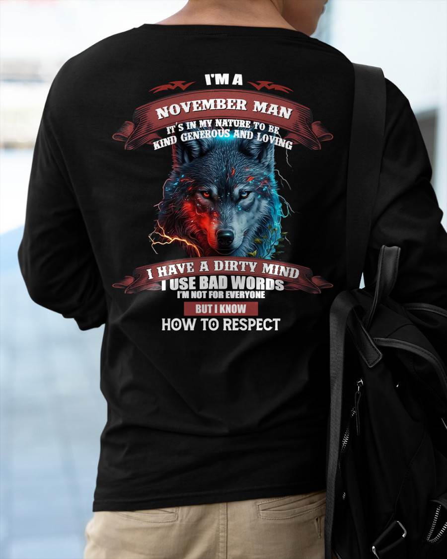 NOVEMBER - KNOW HOW TO RESPECT - BIRTHDAY T-SHIRT FOR MEN - KATE11 (SKU12-162-11)