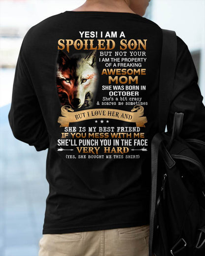 October - Lucky Son of Awesome Mom - Perfect Gift for Son From Mom - KATE10 (SKU10-128-10)