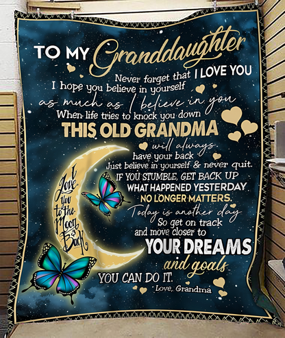 BLANKET FOR GRANDDAUGHTER – COMFORT & WARMTH GIFT FROM GRANDMA  Sherpa Fleece Quilt Blanket NTTD00 (SKUB-BLK-GMD2)