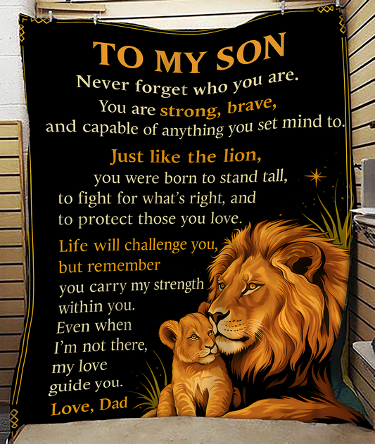 TO MY SON - GIFT FOR SON from DAD - Sherpa Fleece Quilt Blanket (SKUB-BLK-DAD00)