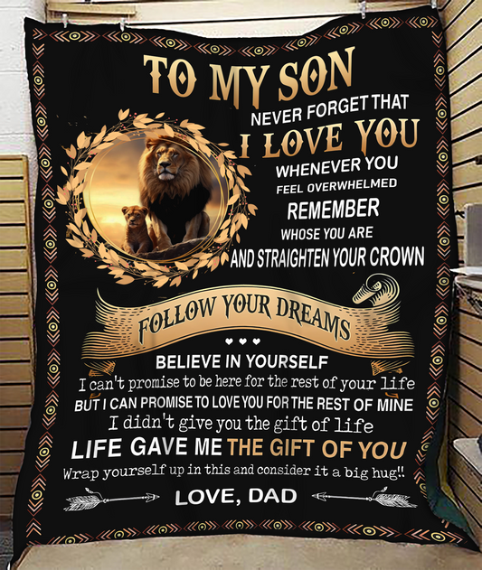 BLANKET FOR SON – COMFORT & WARMTH GIFT FROM DAD Sherpa Fleece Quilt Blanket NTTD00 (SKUB11-BLK-11)