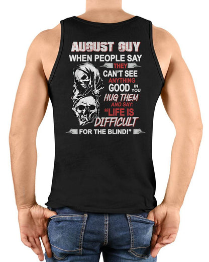 AUGUST -  HUG THEM AND SAY... - BIRTHDAY T-SHIRT FOR MEN - KATE08 (SKU12-253-08)