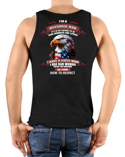 NOVEMBER - KNOW HOW TO RESPECT - BIRTHDAY T-SHIRT FOR MEN - KATE11 (SKU12-311-11)