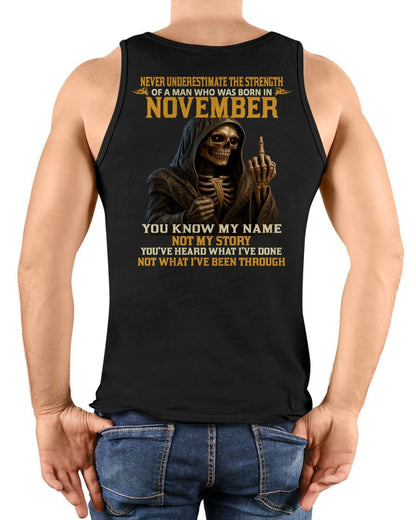 NOVEMBER - NEVER UNDERESTIMATE - BIRTHDAY T-SHIRT FOR MEN - KATE11 (SKU26T-01-06-11)