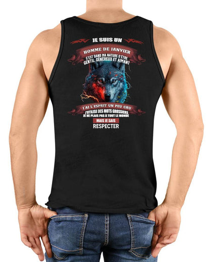 JANVIER -  JE SAIS RESPECTER – T-SHIRT D’ANNIVERSAIRE POUR HOMME - frKATE01 (SKU12-266-01)