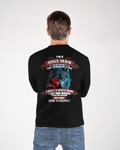 BORN IN 1963 - KNOW HOW TO RESPECT - BIRTHDAY T-SHIRT FOR MEN - Us1963 (SKU12-286-1963)