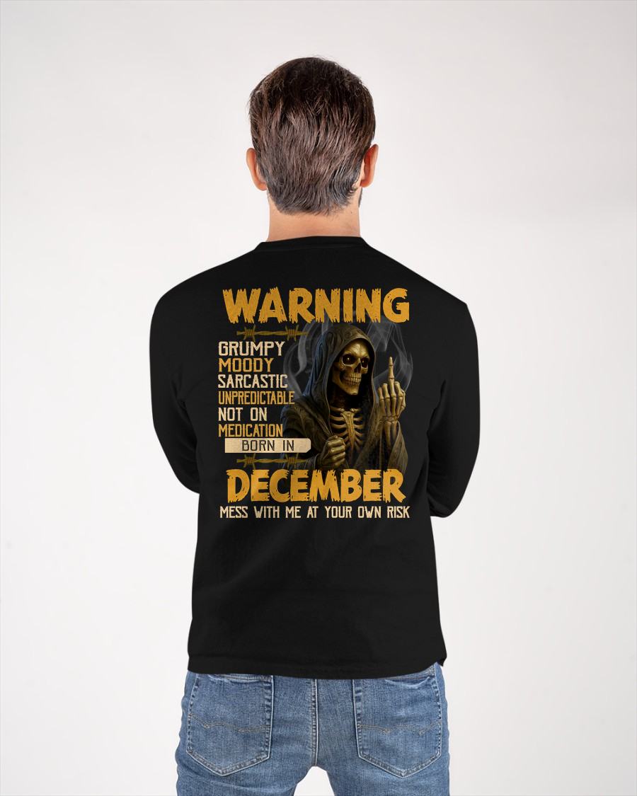 DECEMBER - WARNING GRUMPY MOODY - BIRTHDAY T-SHIRT FOR MEN - NIKI12 (SKU26T-01-07-12)