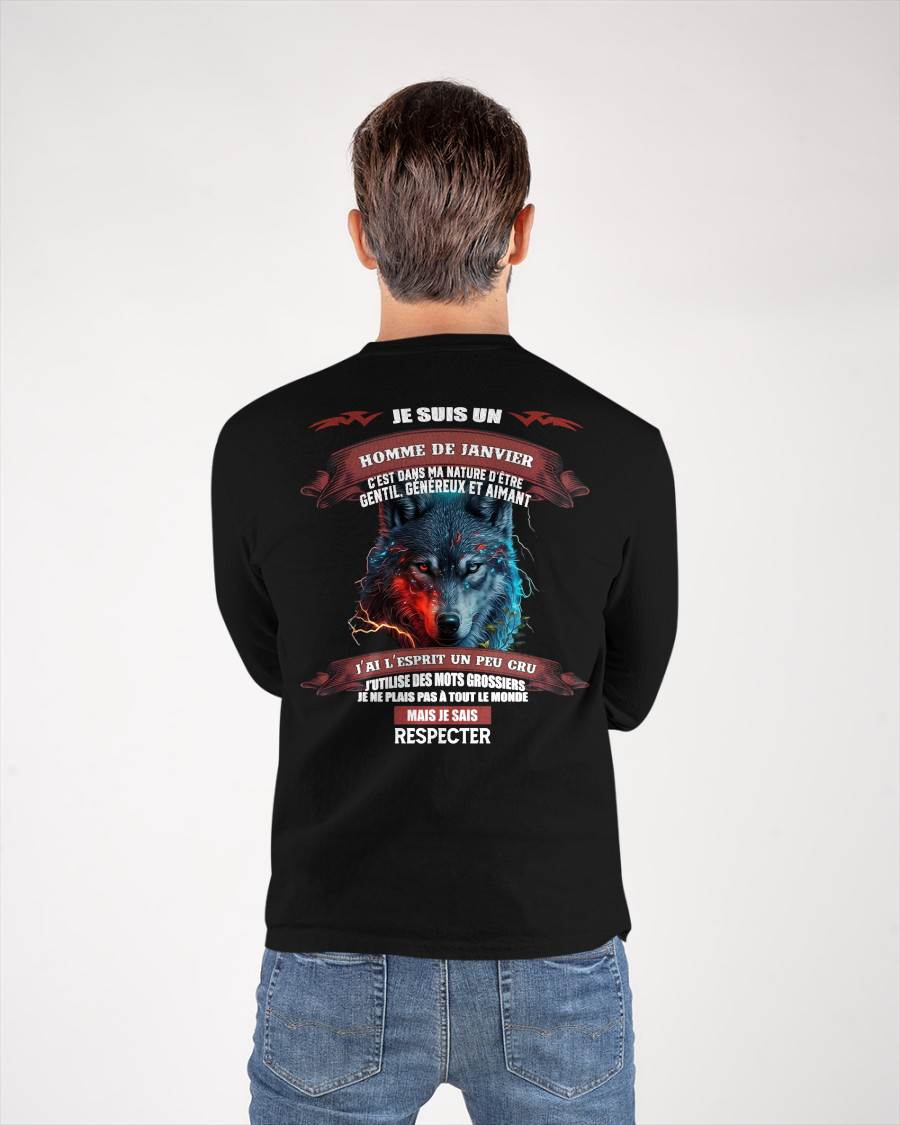JANVIER -  JE SAIS RESPECTER – T-SHIRT D’ANNIVERSAIRE POUR HOMME - frKATE01 (SKU12-266-01)