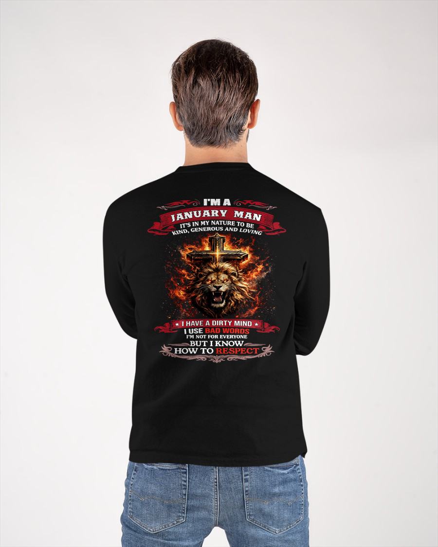 JANUARY - KIND AND LOVING ARE MY NATURE - PREMIUM DTG PRINT BIRTHDAY T-SHIRT FOR MEN - NIKI01 (SKU26T-01-31-01)