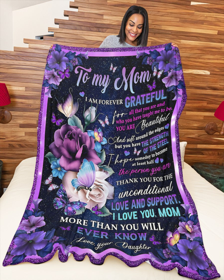 TO MY MOM - GIFT FOR MOTHER - Sherpa Fleece Quilt Blanket (SKUB-BLK-DAU00)