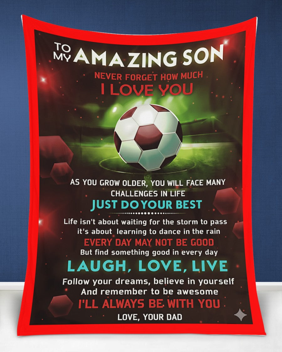 BLANKET FOR SON – COMFORT & WARMTH GIFT FROM DAD Sherpa Fleece Quilt Blanket NTTD00 (SKUB-BLK-DADRED)