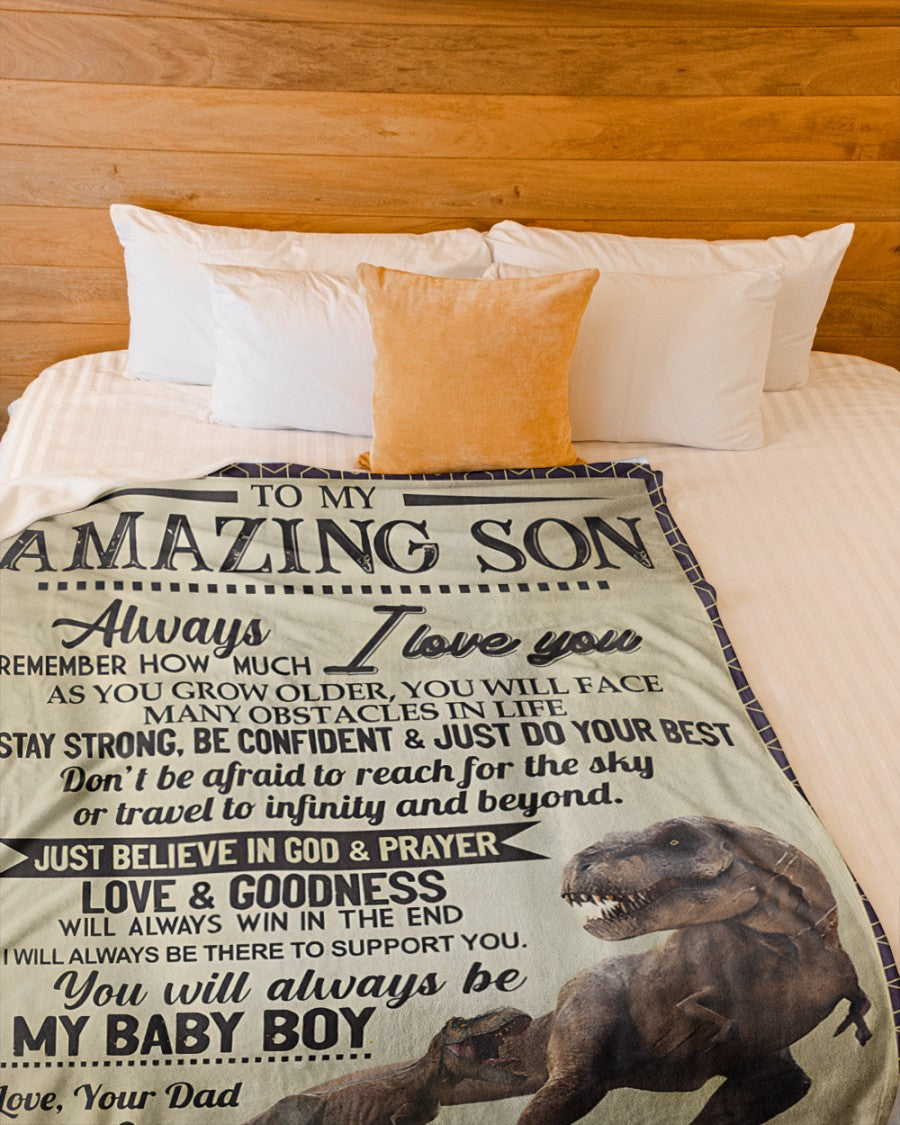 BLANKET FOR SON – COMFORT & WARMTH GIFT FROM DAD Sherpa Fleece Quilt Blanket NTTD00 (SKUB-BLK-DADS2)