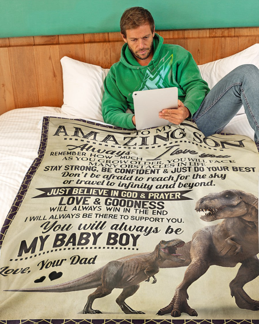 BLANKET FOR SON – COMFORT & WARMTH GIFT FROM DAD Sherpa Fleece Quilt Blanket NTTD00 (SKUB-BLK-DADS2)