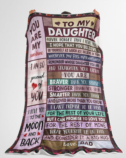 BLANKET FOR DAUGHTER – COMFORT & WARMTH GIFT FROM DAD Sherpa Fleece Quilt Blanket KATE00