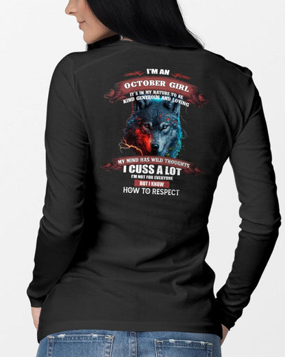 OCTOBER - KIND, GENEROUS AND LOVING GIRL - BIRRTHDAY T-SHIRT FOR WOMAN - NIKI10 (SKU12-300-10)