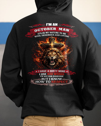 OCTOBER - KIND AND LOVING ARE MY NATURE - PREMIUM DTG PRINT BIRTHDAY T-SHIRT FOR MEN - KATE10 (SKU26T-01-31-10)