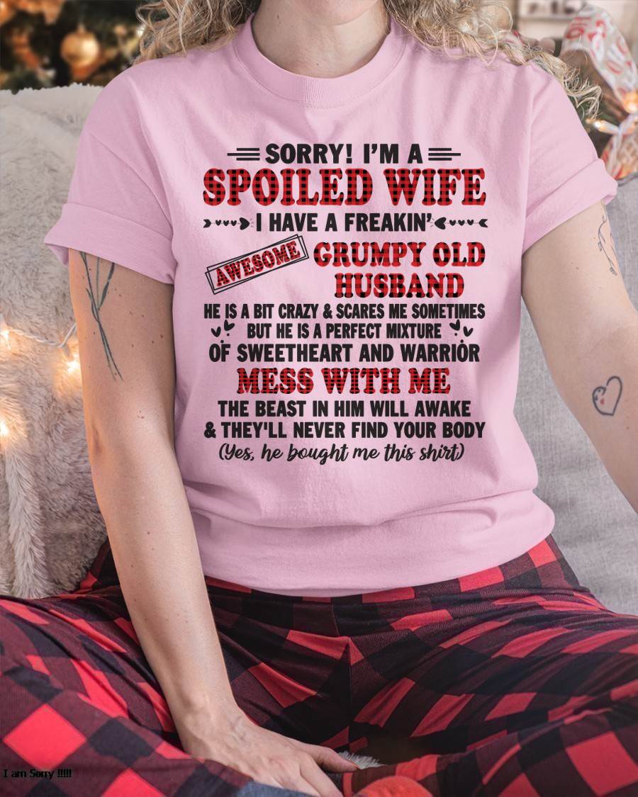 SPOILED WIFE OF AWESOME GRUMPY OLD HUSBAND - PERFECT GIFT  FROM HUSBAND - KATE00 (SKU12-111-00)