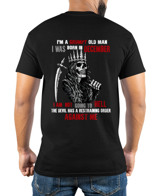 "DECEMBER GRUMPY OLD MAN" - Funny Skull Birthday T-Shirt For Men (SKU26T-01139-12)