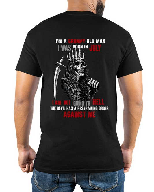 "JULY GRUMPY OLD MAN" - Funny Skull Birthday T-Shirt For Men (SKU26T-01139-07)