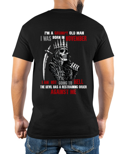 "NOVEMBER GRUMPY OLD MAN" - Funny Skull Birthday T-Shirt For Men (SKU26T-01139-11)