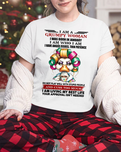 JANUARY - GRUMPY WOMAN - BIRTHDAY SHIRT FOR WOMEN - KATE01 (SKU26T-01-22-01)