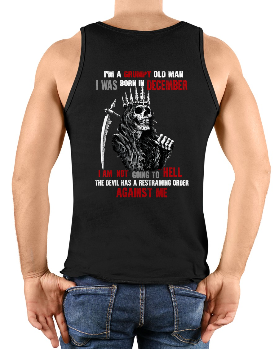 "DECEMBER GRUMPY OLD MAN" - Funny Skull Birthday T-Shirt For Men (SKU26T-01139-12)