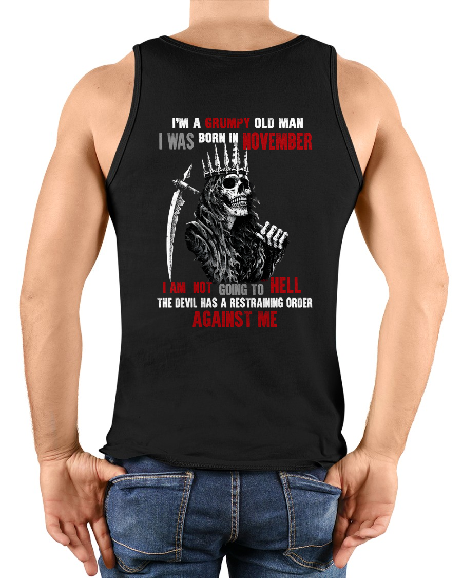 "NOVEMBER GRUMPY OLD MAN" - Funny Skull Birthday T-Shirt For Men (SKU26T-01139-11)