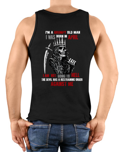 "APRIL GRUMPY OLD MAN" - Funny Skull Birthday T-Shirt For Men (SKU26T-01139-04)