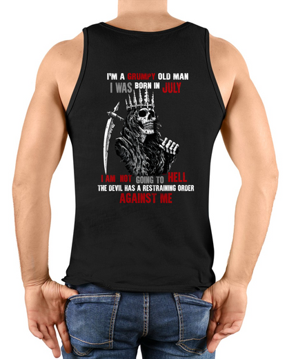 "JULY GRUMPY OLD MAN" - Funny Skull Birthday T-Shirt For Men (SKU26T-01139-07)