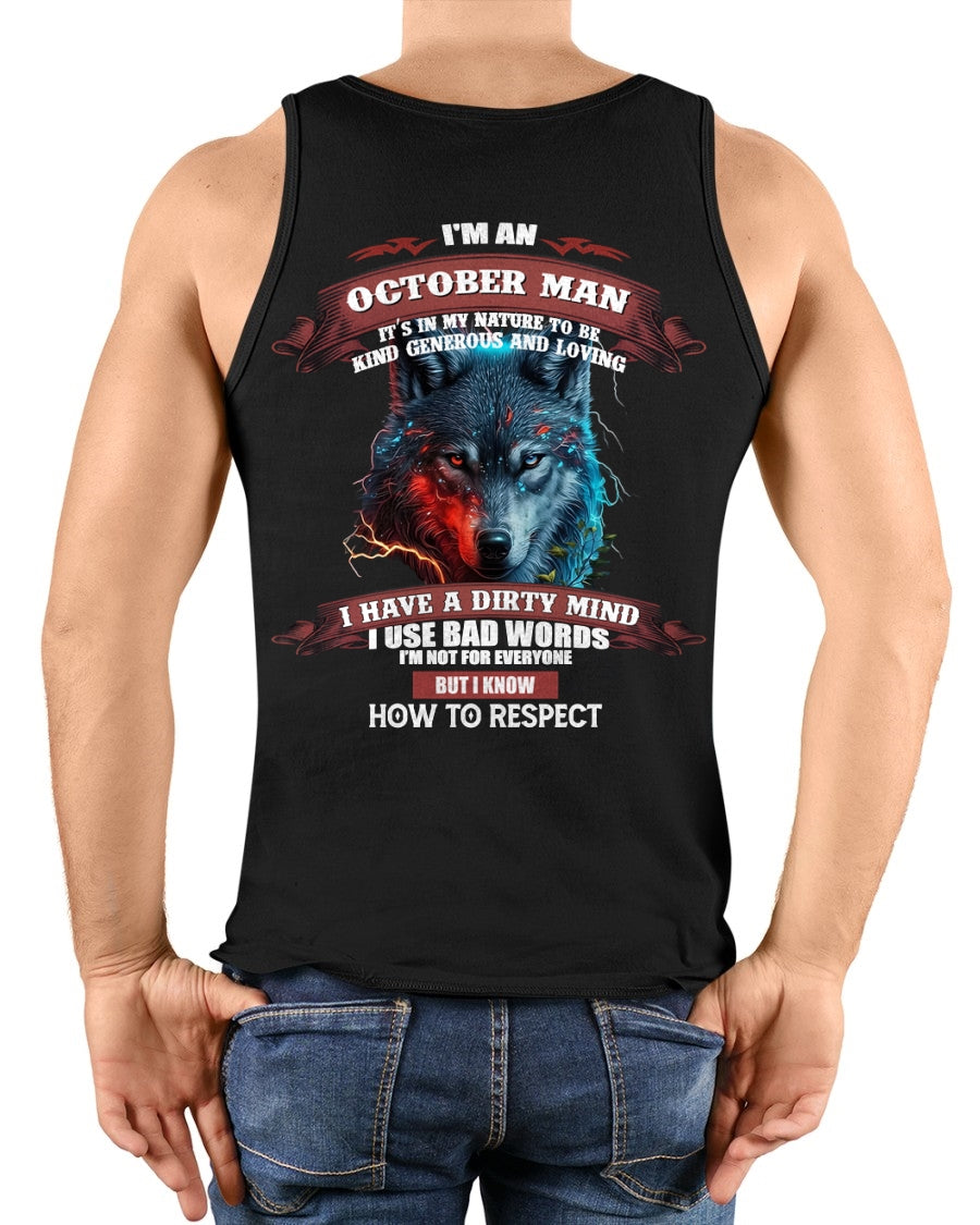 OCTOBER - KNOW HOW TO RESPECT - BIRTHDAY T-SHIRT FOR MEN - KATE10 / male (SKU12-162-10)