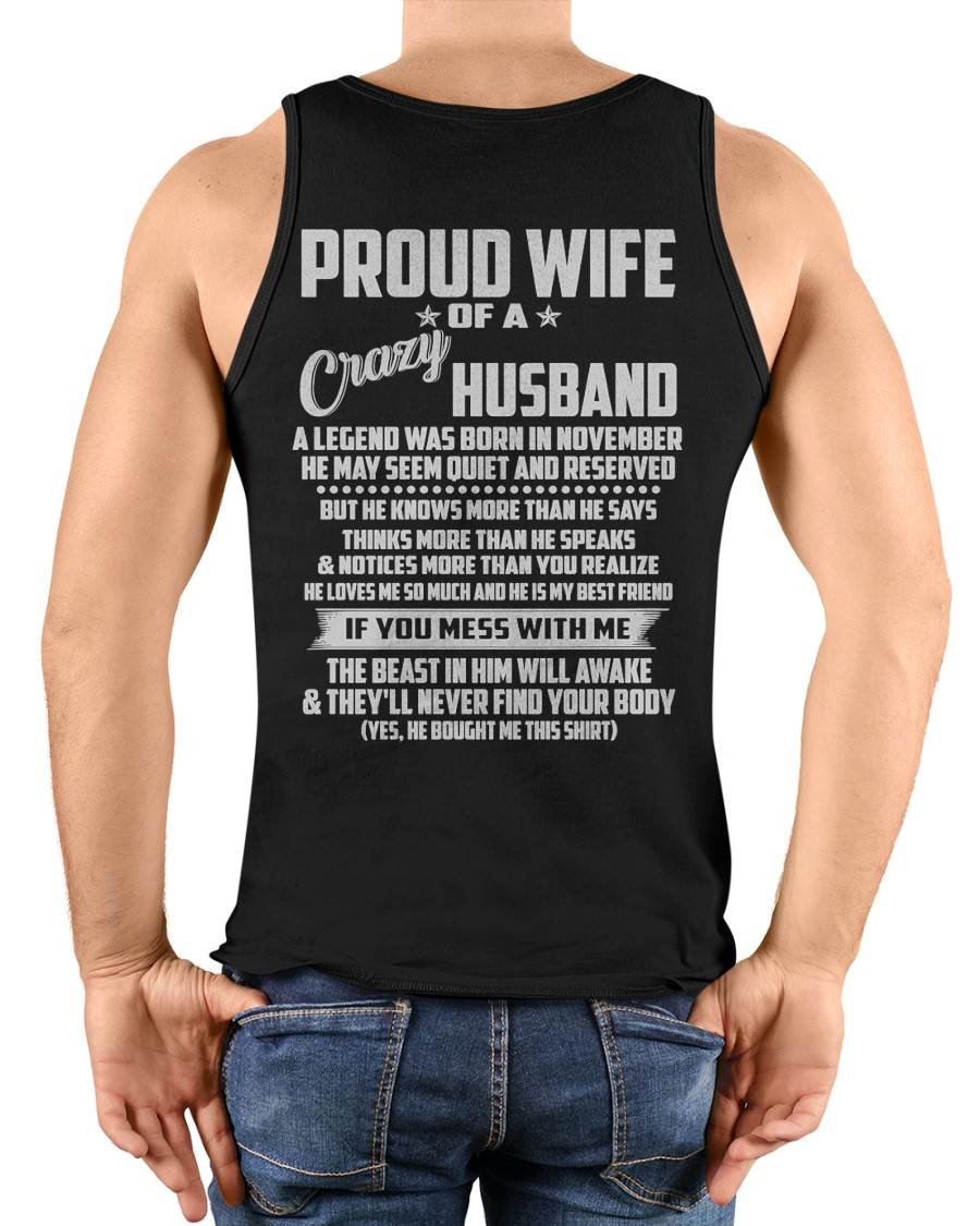 NOVEMBER - PROUD WIFE OF A CRAZY HUSBAND- T SHIRT- GIFT FROM HUSBAND -NIKI11 (SKU2606-132-11)