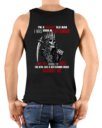 "SEPTEMBER GRUMPY OLD MAN" - Funny Skull Birthday T-Shirt For Men (SKU26T-01139-09)