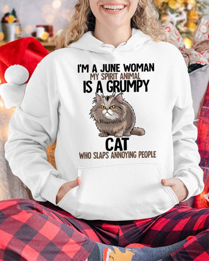 JUNE - MY SPIRIT ANIMAL IS A GRUMPY CAT - BIRTHDAY SHIRT FOR WOMEN - KATE06 (SKU12-278-06)