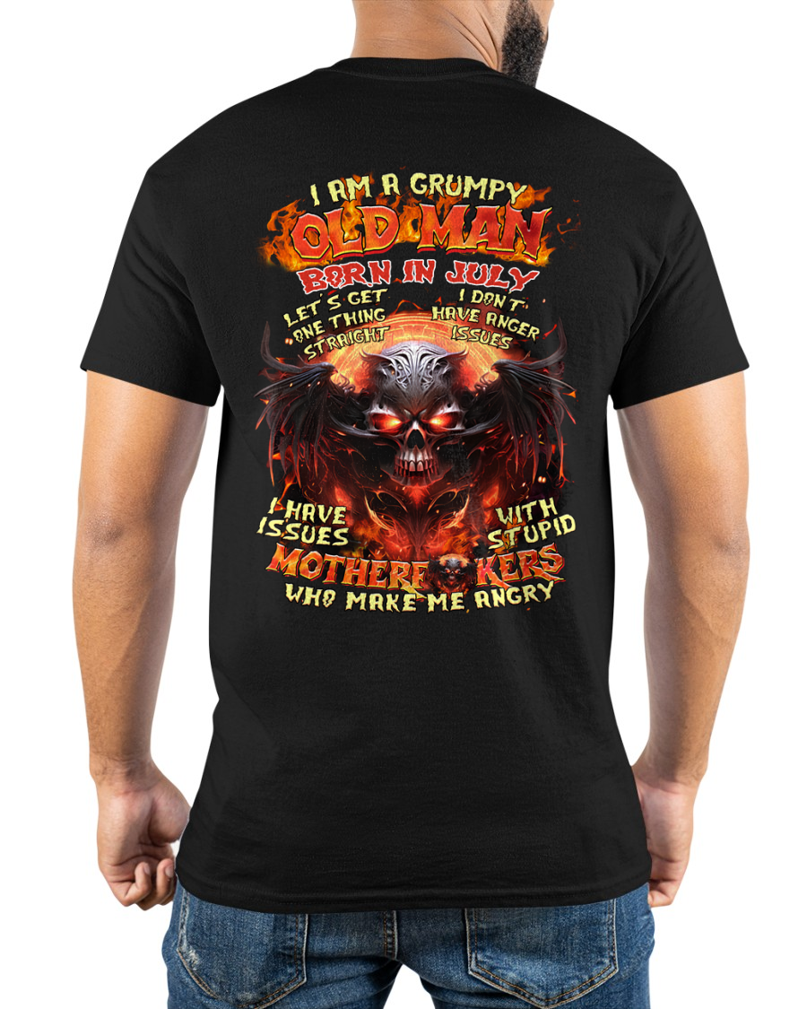 July Men Shirt – I Am A Grumpy Old Man Born In July – Funny Angry Skull Graphic T-Shirt – Dark Humor Gift For Men (SKU26T-01189-07)